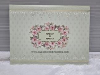 Folder style wedding invitation card made of premium quality paper with elegant design and box style cover.