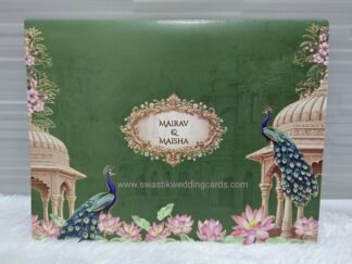 Folder style wedding invitation card made of premium quality paper with elegant design and box style cover.
