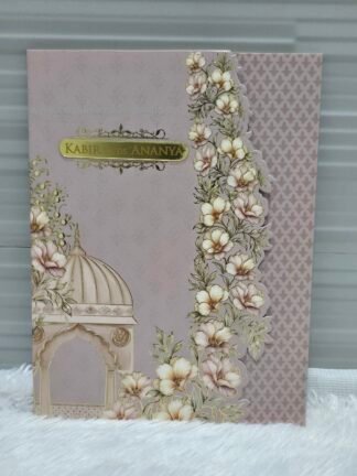 Folder style wedding invitation card made of premium quality paper with elegant design and box style cover.