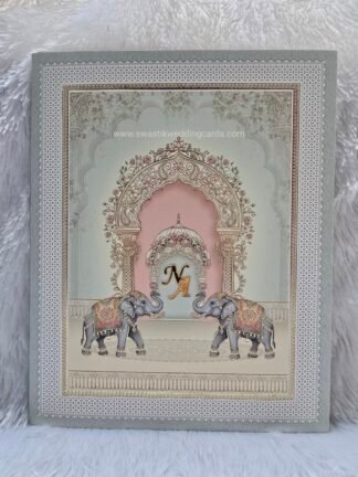 Folder style floral wedding invitation card made of premium quality paper with 2 inserts and box cover.