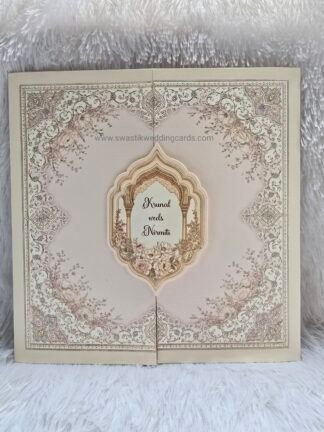 Folder style floral wedding invitation card made of premium quality paper with 2 inserts and box cover.