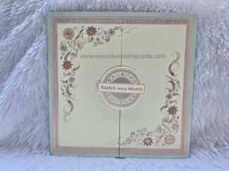 Folder style floral wedding invitation card made of premium quality paper with 2 inserts and box cover.