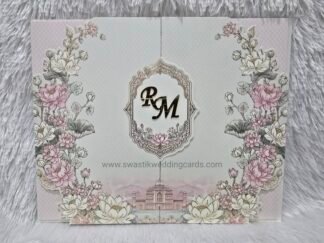 Folder style floral wedding invitation card made of premium quality paper with 2 inserts and box cover.