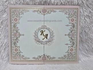 Folder style floral wedding invitation card made of premium quality paper with 2 inserts and box cover.
