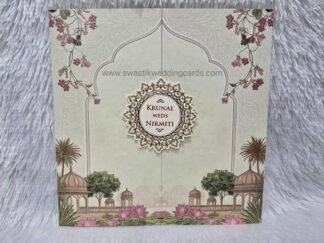 Folder style floral wedding invitation card made of premium quality paper with 2 inserts and box cover.