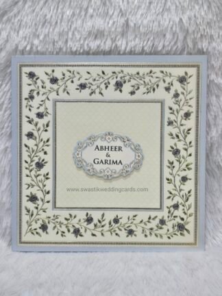 Folder style floral wedding invitation card made of premium quality paper with 2 inserts and box cover.