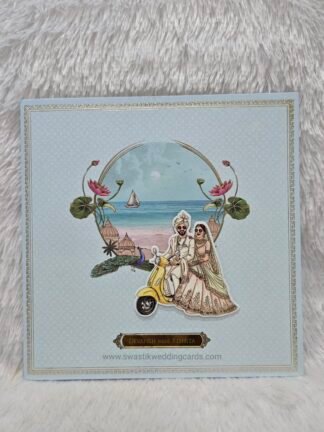 Folder style floral wedding invitation card made of premium quality paper with 2 inserts and box cover.