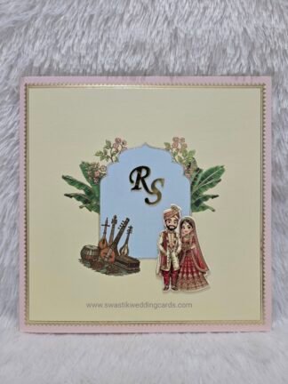 Folder style floral wedding invitation card made of premium quality paper with 2 inserts and box cover.