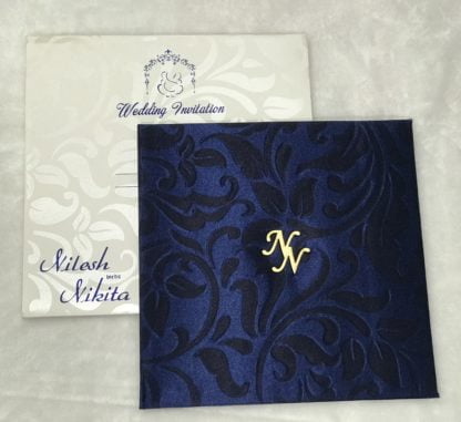 Blue satin cloth with self embossed design
