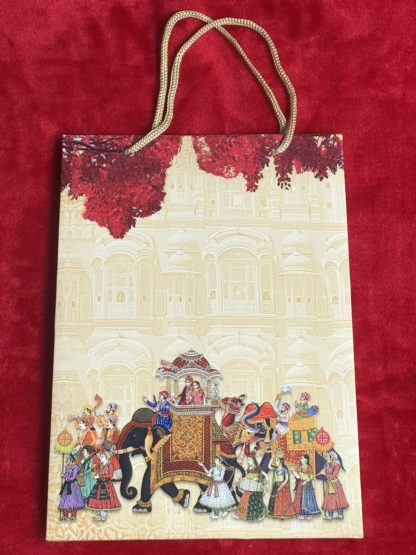 Traditional wedding card with elephant and baraat