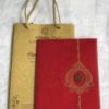 Wedding card made of red cloth satin paper and bag type cover