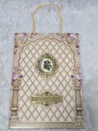 Bag style Big(Jumbo) floral wedding invitation card with 3 paper