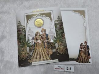 Traditional folder style wedding Invitation cards with bride and groom (Generic Image) with acrylic name plate.