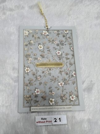 Jacket style floral wedding Invitation card with 2 inserts and Golden Acrylic name plate .
