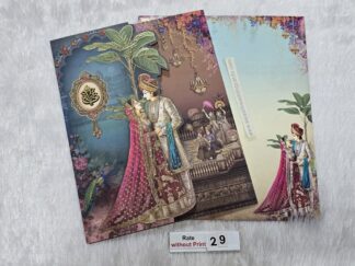Traditional folder style wedding Invitation cards with bride and groom (Generic Image)