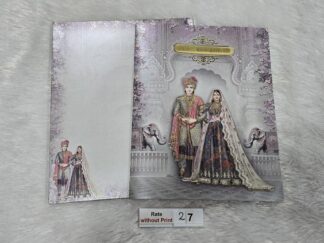 Perfumed (Scented) paper in folder style wedding Invitation cards with bride and groom (Generic Image) with Acrylic name plate.