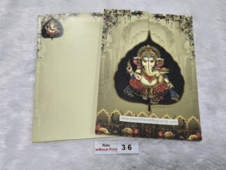 Traditional folder door style opening wedding Invitation cards with bride and groom (Generic Image) and Ganeshji.
