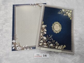 Premium quality folder style wedding Invitation card with floral design with UV lamination and wooden name plate.