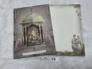Traditional folder door style opening wedding Invitation cards with bride and groom (Generic Image) and Ganeshji.