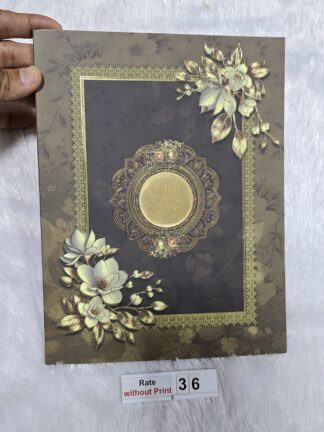Premium quality folder style wedding Invitation card with floral design with matt finish lamination and acrylic name plate.