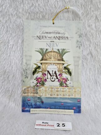 Floral pichwai design on tracing paper,butter paper, vellum paper invitation card with 2 inserts and box cover.