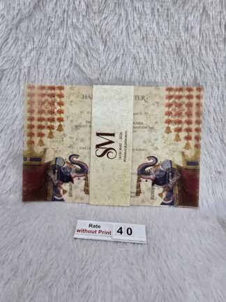 Floral  traditional elephant design on tracing paper,butter paper, vellum paper invitation card with 2 inserts and box cover.