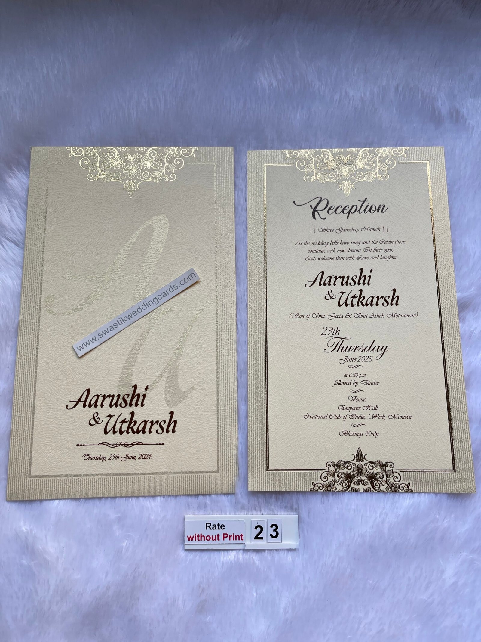 Single Invitation Premium quality Single invitation card with cover. – Swastik Cards