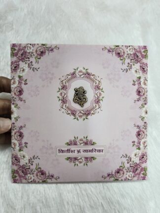Floral Folder style opening wedding invitation card with window cover