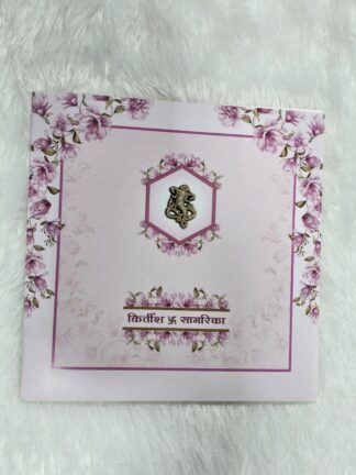 Floral Folder style opening wedding invitation card with window cover