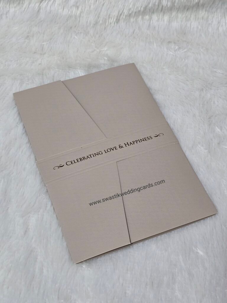 Premium quality matt finished card with 3 fold style and a paper strap ...