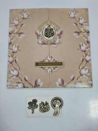 Floral design door style opening folder wedding Invitation with window cover.