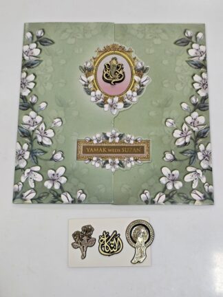 Floral design door style opening folder wedding Invitation with window cover.