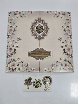 Floral design door style opening folder wedding Invitation with window cover.