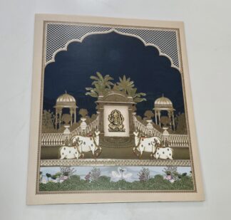 Pichwai theme folder style wedding Invitation card with cover.