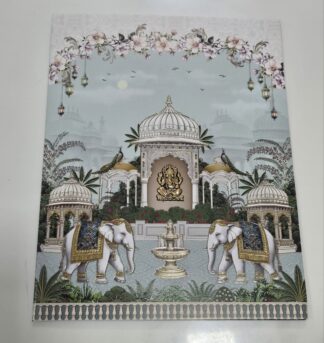 Pichwai theme folder style wedding Invitation card with cover.