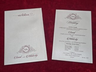 Premium quality Scented mettalic paper Single Invitation Card with cover.