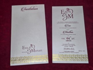 Premium quality Scented mettalic paper Single Invitation Card with cover.