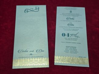 Premium quality Scented mettalic paper Single Invitation Card with cover.