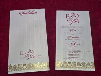 Premium quality Scented mettalic paper Single Invitation Card with cover.