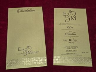 Premium quality Scented mettalic paper Single Invitation Card with cover.