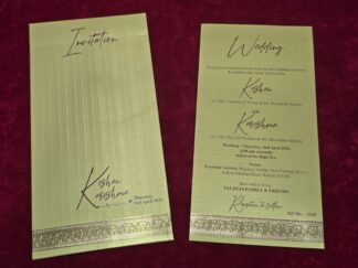 Premium quality Scented Mettalic paper single invitation card with cover.