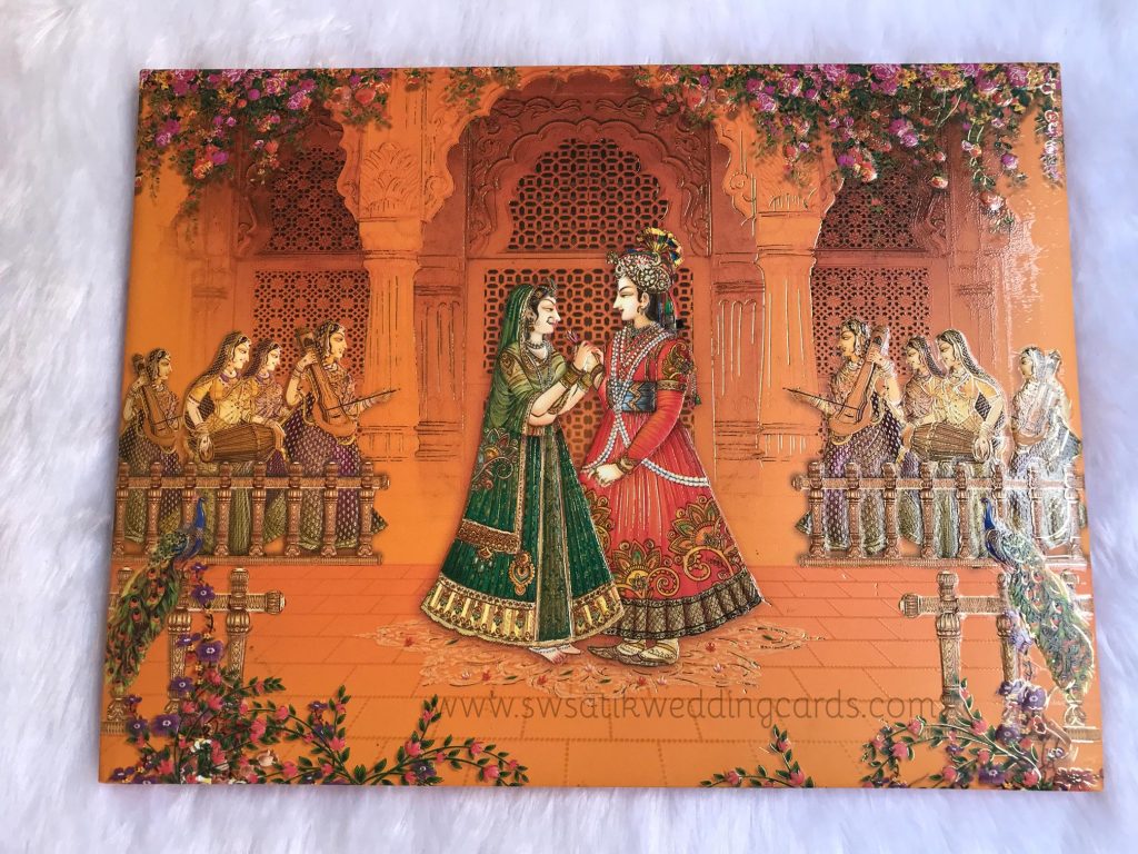 Traditional wedding invitation cards with Dulha and Dulhan image - Swastik  Cards