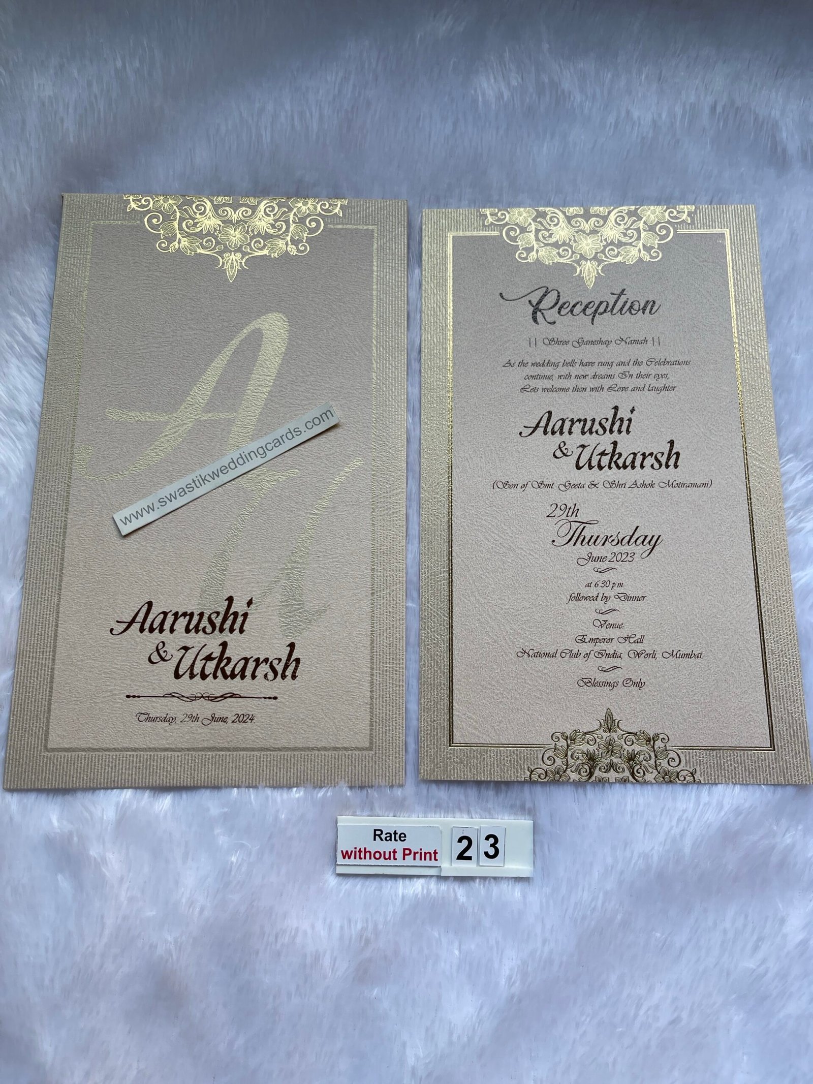 Single Invitation Premium quality Single invitation card with cover. – Swastik Cards
