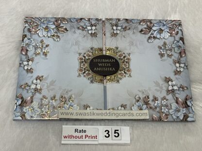 Small (Mini)size Floral design Hardbound padded wedding invitation cards with 2 inserts Copy Designer Wedding Invitation Cards