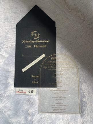 Acrylic (Clear) wedding invitation card with premium quality cover.