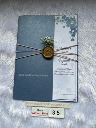 Premium quality folder card with plastic seal,Dry flower and thread along  with one insert