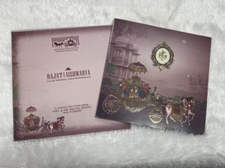 Traditional Folder box style wedding  invitation card with traditional Print of bride and groom with box cover.