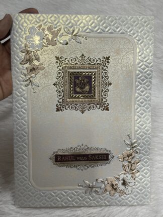 Folder style wedding invitation card with    Name plate and Box cover.