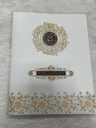 Premium quality Folder style wedding invitation card with nameplate and Box cover.