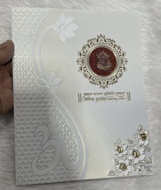 Folder style wedding invitation card with  ganesh and shlok along with cover.
